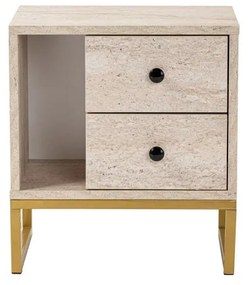 Éjjeliszekrény Glimmer - Travertine, Arany