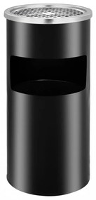 fekete acél fali szemeteskuka hamutartóval 26 liter