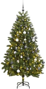 csuklópántos műkarácsonyfa 300 LED-del és gömbökkel 270 cm