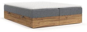 Szürke-natúr színű ágyneműtartós boxspring ágy 140x200 cm Faro – Maison de Rêve