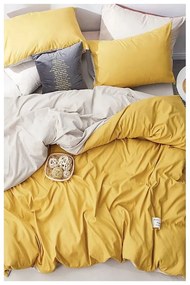 Sárga-krémszínű kétszemélyes-hosszabbított pamut ágyneműhuzat lepedővel 200x220 cm – Mila Home