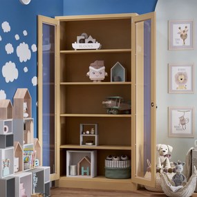 Üveges vitrin AMELIA, 900 x 1850 x 400 mm, Fresh Style: bézs