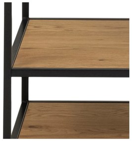 Fekete-natúr színű nyitott ruhásszekrény tölgyfa dekorral 77x165 cm Seaford – Actona