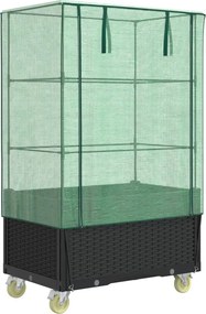 vidaXL rattan megjelenésű magaságyás borítással/kerékkel 80x50x182 cm