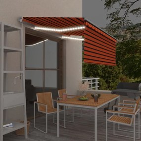 narancssárga-barna LED-es napellenző redőnnyel 3,5 x 2,5 m