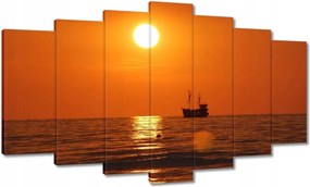 Vászonkép 140x80 Naplemente hajóval