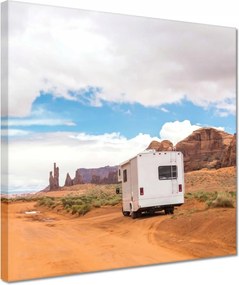 Vászonkép 30x30 Lakókocsi a sivatag lejtőjén