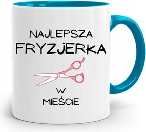 Kék Bögre Fodrásznak Legjobb Fodrásznő fényképes nyomtatással