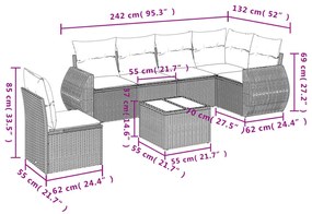 7 részes szürke polyrattan kerti ülőgarnitúra párnákkal