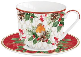 Karácsonyi porcelán nagy csésze díszdobozban Christmas Berries