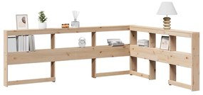 Könyvespolc fejtámla L-alakú 135 cm tömörfa fenyőfa