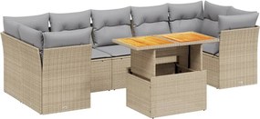 vidaXL 8 részes bézs polyrattan kerti ülőgarnitúra párnával
