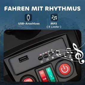 AIYAPLAY Elektromos gyermek quad, 24 V-os elektromos jármű 4 kerékkel, fényszórókkal, USB porttal, MP3, fekete
