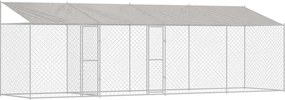 vidaXL Kutya ketrec tetővel Ezüst 800 x 200 x 256 cm Acél és PE