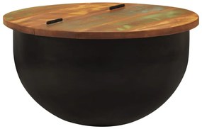 Fekete tömör újrahasznosított fa dohányzóasztal 50 x 27 cm