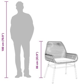 2 db szürke polyrattan kerti szék párnákkal