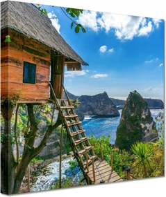 Vászonkép 60x60 Faház Tenger