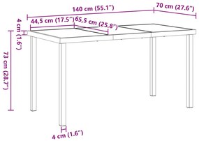 Kertasztal Fekete 140x80x73 cm Edzett Üveg