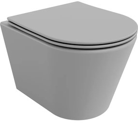 Mexen Rico perem nélküli wc csésze leeresztő automatikás ülőkével, Duroplaszt, Világosszürke matt - 30724061
