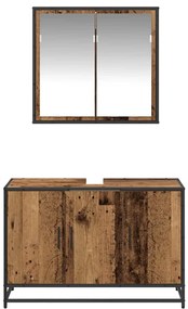 Fürdőszoba bútor szett 2 pcs Régi fa 90 x 33 x 60 cm Faanyag