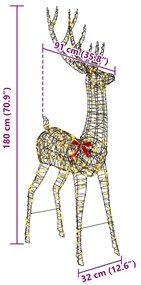 3D rénszarvas 250 LED-del Meleg fehér 180 cm Rattan