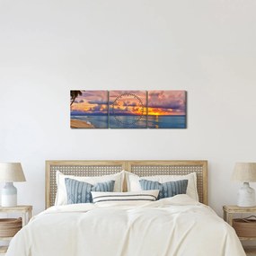 Kép - Naplemente a tengerparton (órával) (90x30 cm)