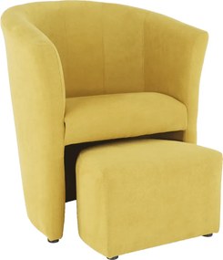 Klub fotel puffal, mustár, ROSE