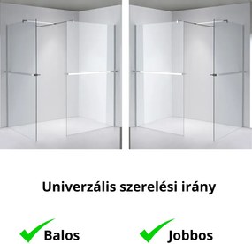 Stuxi Milano Kombi Plus 2 Walk-in zuhanyfal, 120x70 cm, 8 mm vastag vízlepergető biztonsági üveggel, 2 polccal és törölközőtartóval