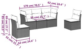 5 részes barna polyrattan kerti ülőgarnitúra párnával