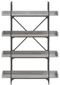 4-szintes szürke sonoma szerelt fa könyvespolc 100x33x145,5 cm