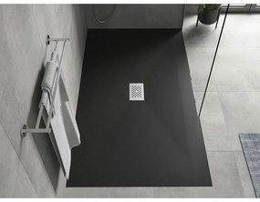 Mexen Hugo, téglalap alakú zuhanytálca SMC 200 x 100 cm, fekete, acél huzat, 42701020-X