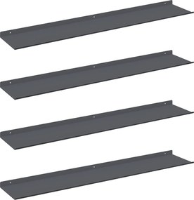 vidaXL Lebegő polc 4 pcs Antracit 100 x 18 x 2,5 cm Acél