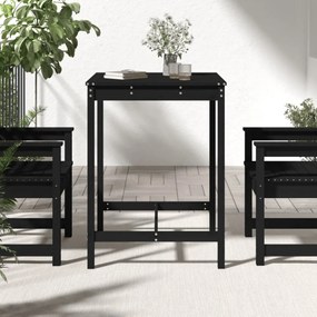 fekete tömör fenyőfa kerti asztal 82,5x82,5x110 cm