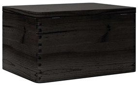 Fa doboz tetővel fekete 40x30x23 cm tömör fa fenyő