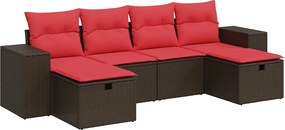 vidaXL 6 részes barna polyrattan kerti ülőgarnitúra párnával