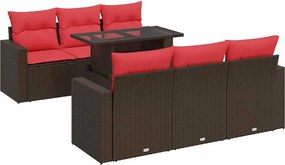 vidaXL 7 részes barna polyrattan akácfa kerti ülőgarnitúra párnákkal