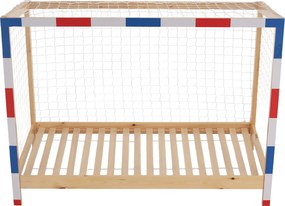 Montessori ágy, természetes/fehér/kék/piros, 90x200, FUTAL