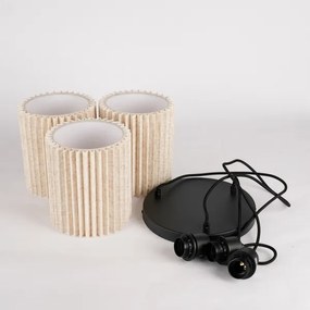 Brilagi - NORDIC WAVE kábeles függőlámpa 3xE27/15W/230V, átmérő 38 cm, lenvászon/fekete