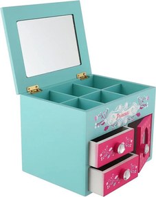 PRINCESS ékszerdoboz tükörrel, rózsaszín/kék
