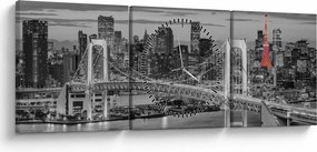 Kép - Nagyváros piros toronnyal (órával) (90x30 cm)