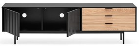 Fekete-natúr színű TV-állvány tölgyfa dekorral 180x52 cm Sierra – Teulat