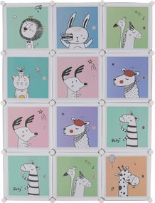 Gyerek moduláris szekrény, szürke/gyerek minta, HAKON