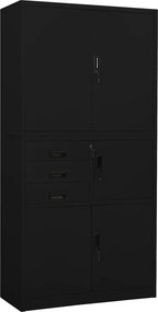vidaXL fekete acél irodai szekrény 90 x 40 x 180 cm