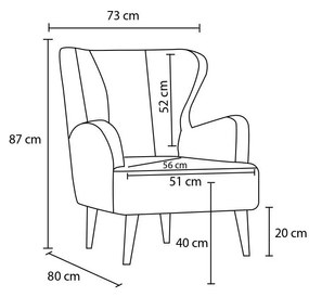Füles fotel Karinotta (réz + fa). 1106511