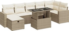 vidaXL 8 részes bézs polyrattan kerti ülőgarnitúra párnával