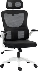 Vinsetto Ergonomikus Irodai Szék deréktámasszal, összecsukható karfákkal, állítható fejtámmal, forgatható dőlésszögű íróasztali szék, magas háttámláva