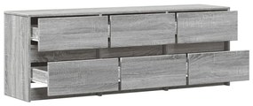 szürke sonoma színű szerelt fa LED-es TV-szekrény 140x34x50 cm