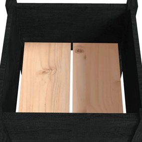 fekete tömör fenyőfa kerti virágtartó 50 x 50 x 70 cm