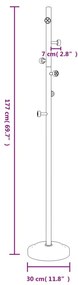 fekete porszórt vas ruhafogas 177 cm