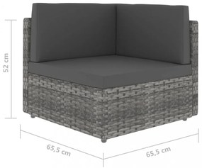 szürke polyrattan sarokkanapé-elem
